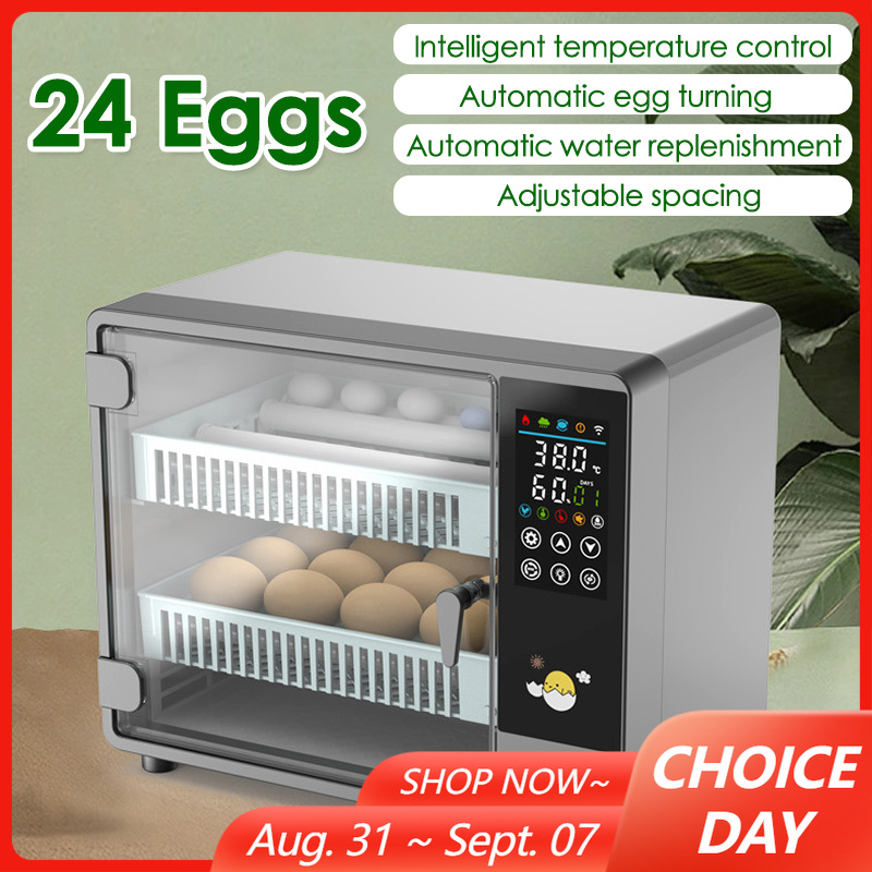 Quail Egg Incubator - 24-eieren volautomatische draaiende eierincubator Touch-temperatuurregeling Boerderijbroederij