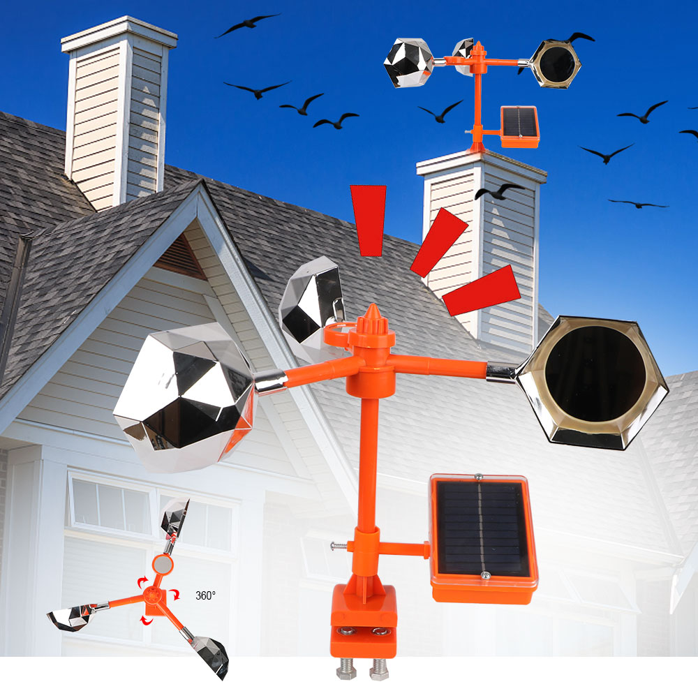Solar Bird Scarer - Zonne-reflecterende vogelverjager Voice Bird Repellent Driving