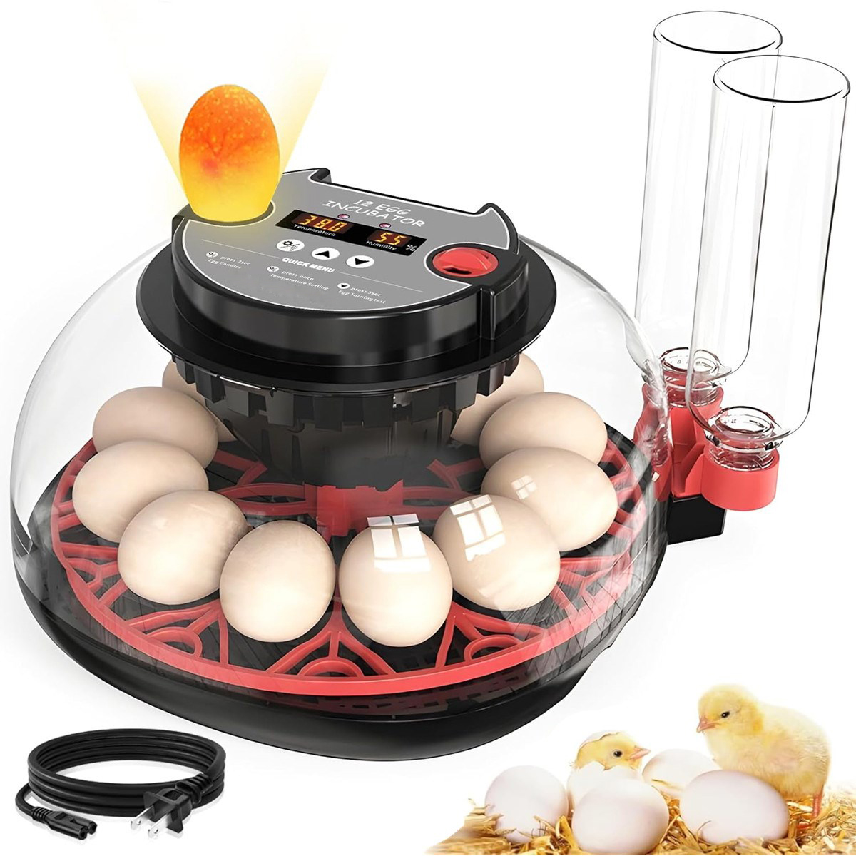 Quail Egg Incubator - 12-eierbroedmachine met automatische draaifunctie, digitale uitbroedmachine